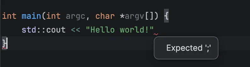 CLion missing semicolon