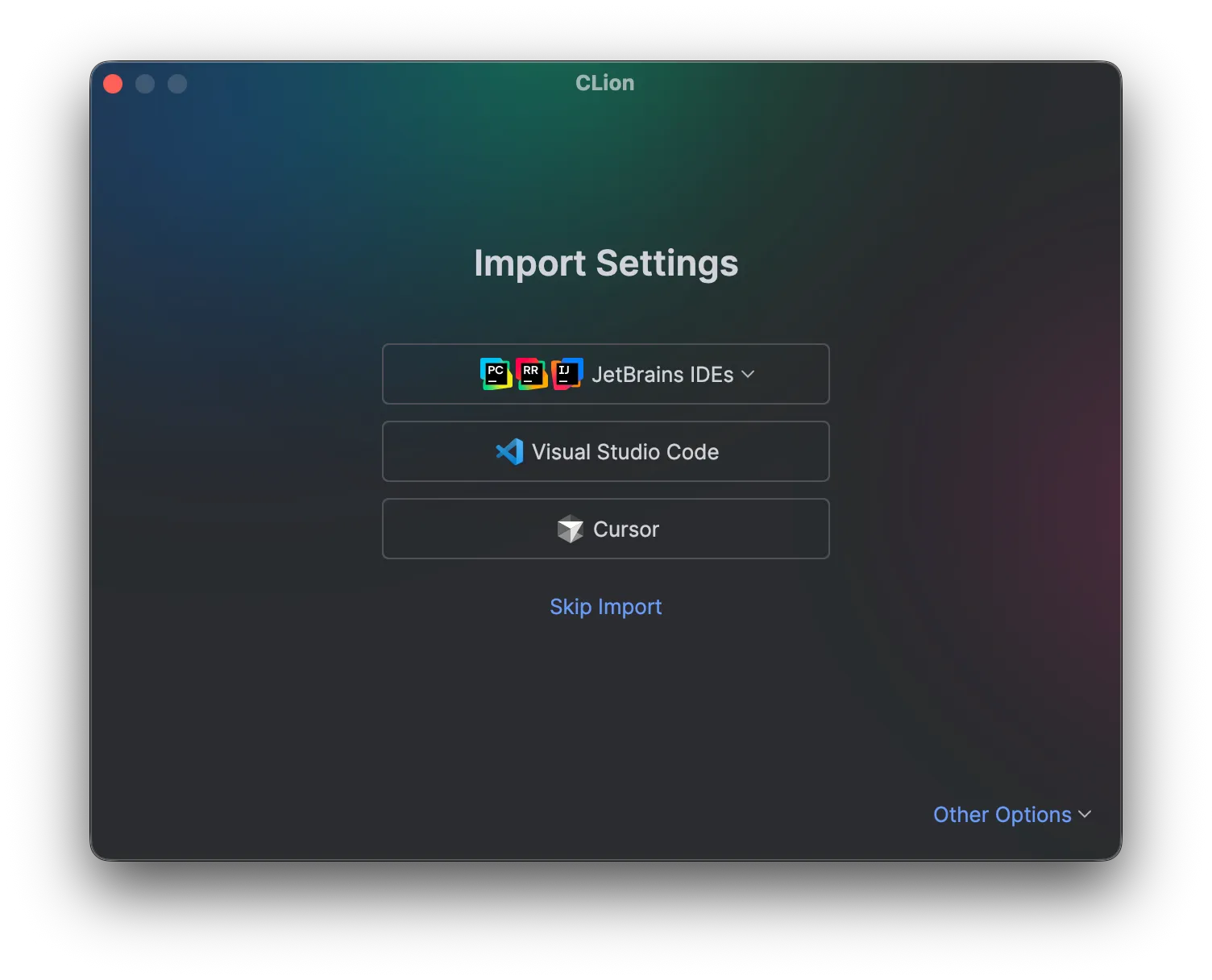 CLion import settings