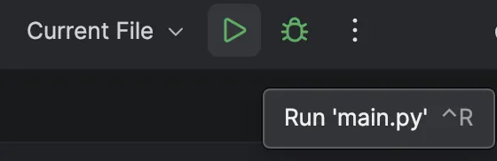 PyCharm run icon